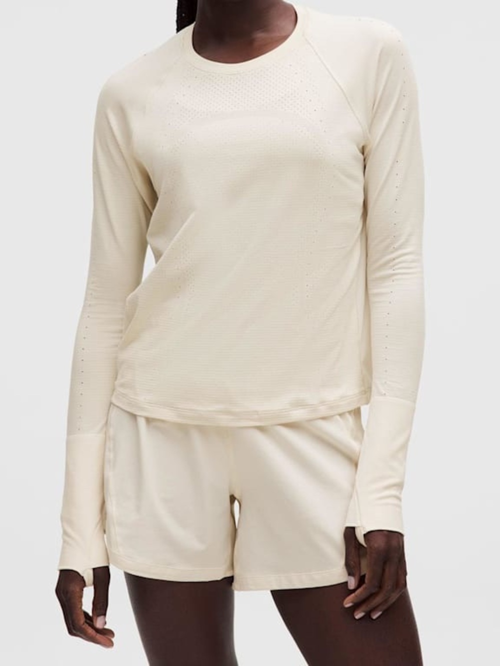 lululemon Swiftly Mesh-Back Long Sleeve Shirt Ivory Sz 8